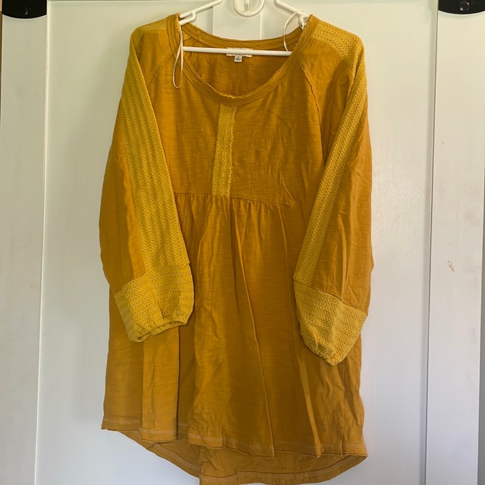 Umgee Tunic/Dress Mustard with crochet detail